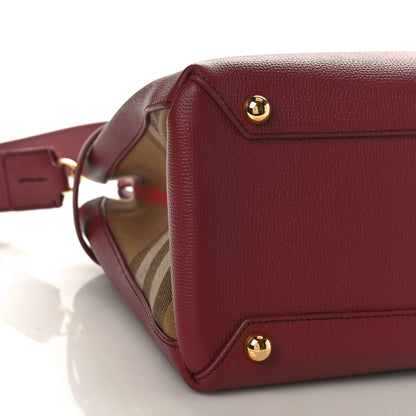 Burberry Derby Calfskin House Check Medium Banner Tote Crimson 7 of 8