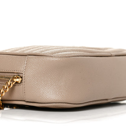 Saint Laurent Grain De Poudre Matelasse Monogram Mini Lou Camera Bag Dark Beige 9 of 14