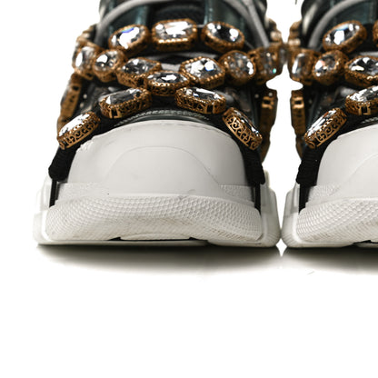 Gucci X SEGA Metallic Calfskin Removable Crystals Womens Flashtrek Sneakers 37.5 Lago Loess Silver 7 of 9