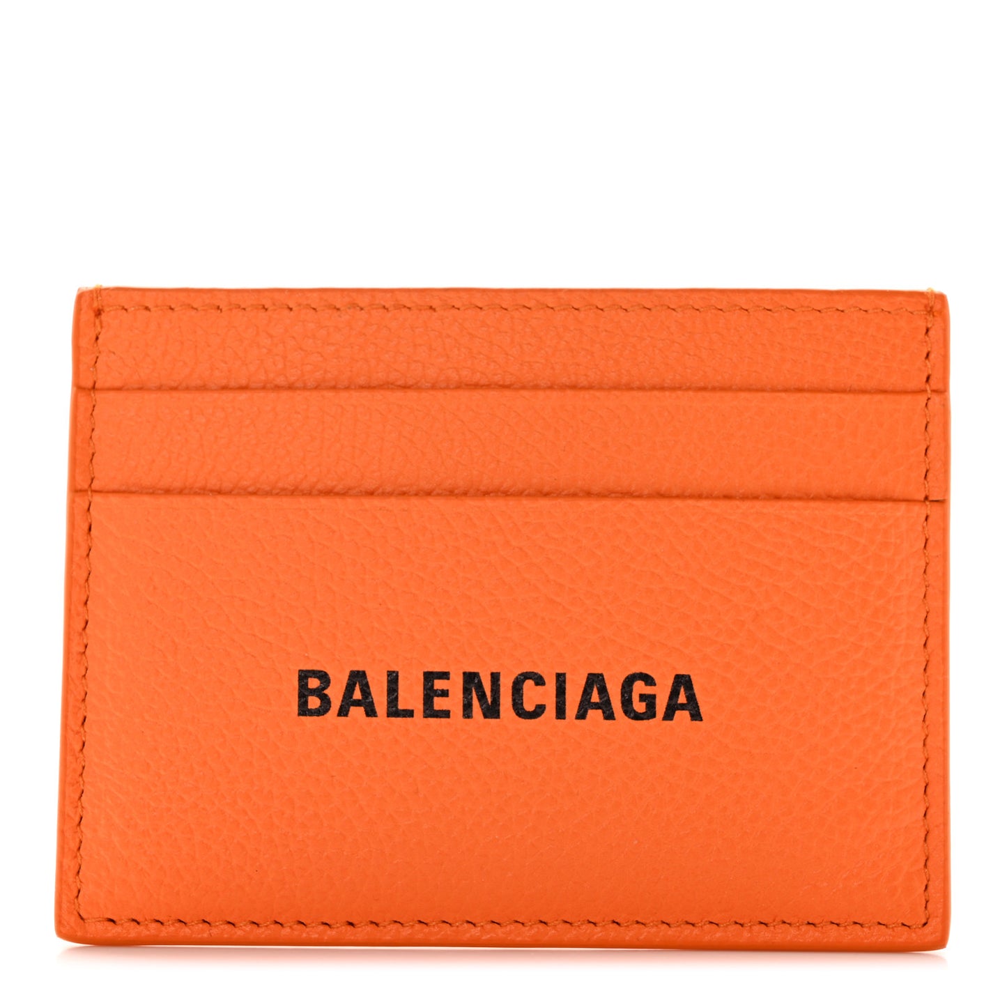 Grained Calfskin Logo Cash Card Holder Pop Orange Black