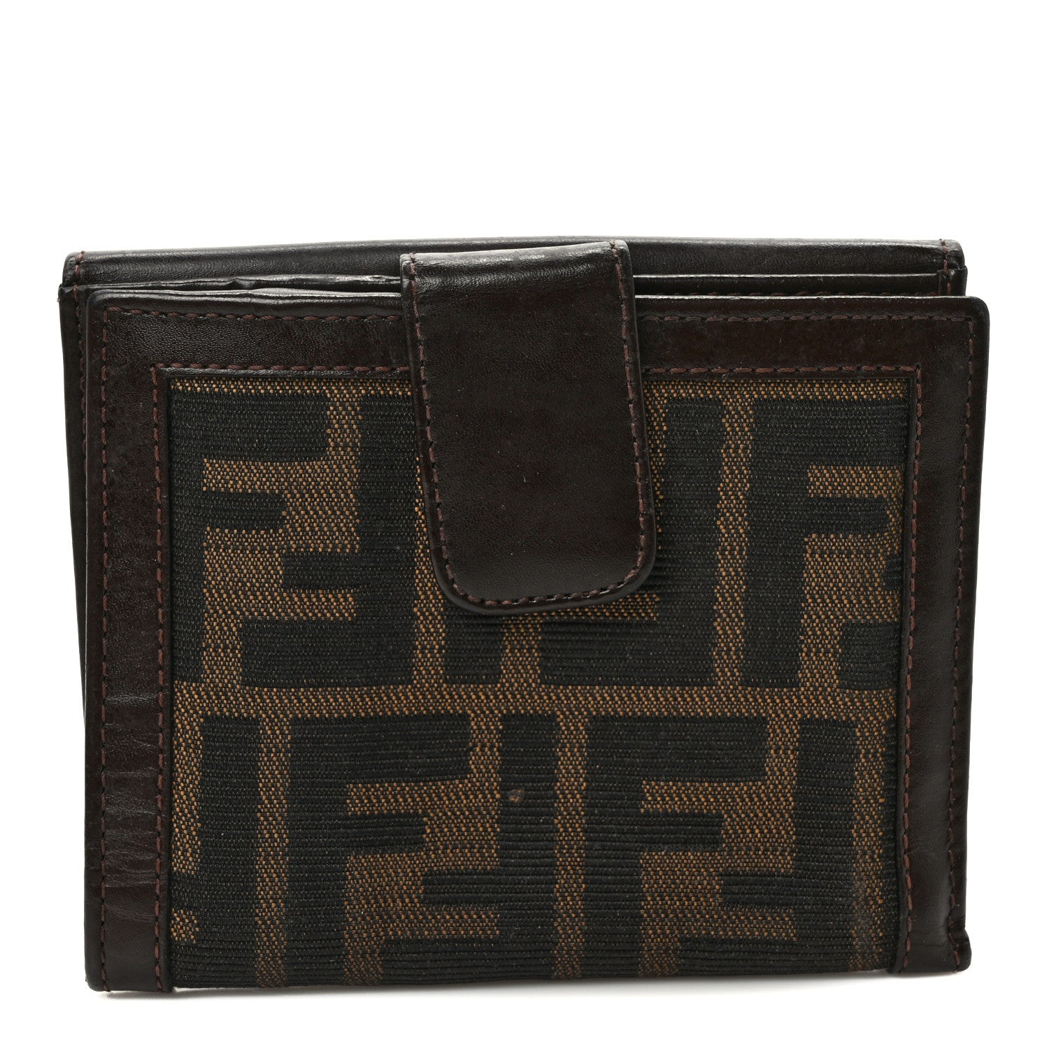 Fendi Zucca Calfskin Compact Wallet Tobacco 1 of 7
