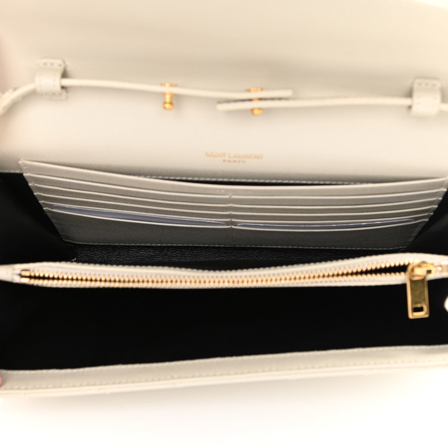 Grain De Poudre Matelasse Chevron Monogram Chain Wallet White