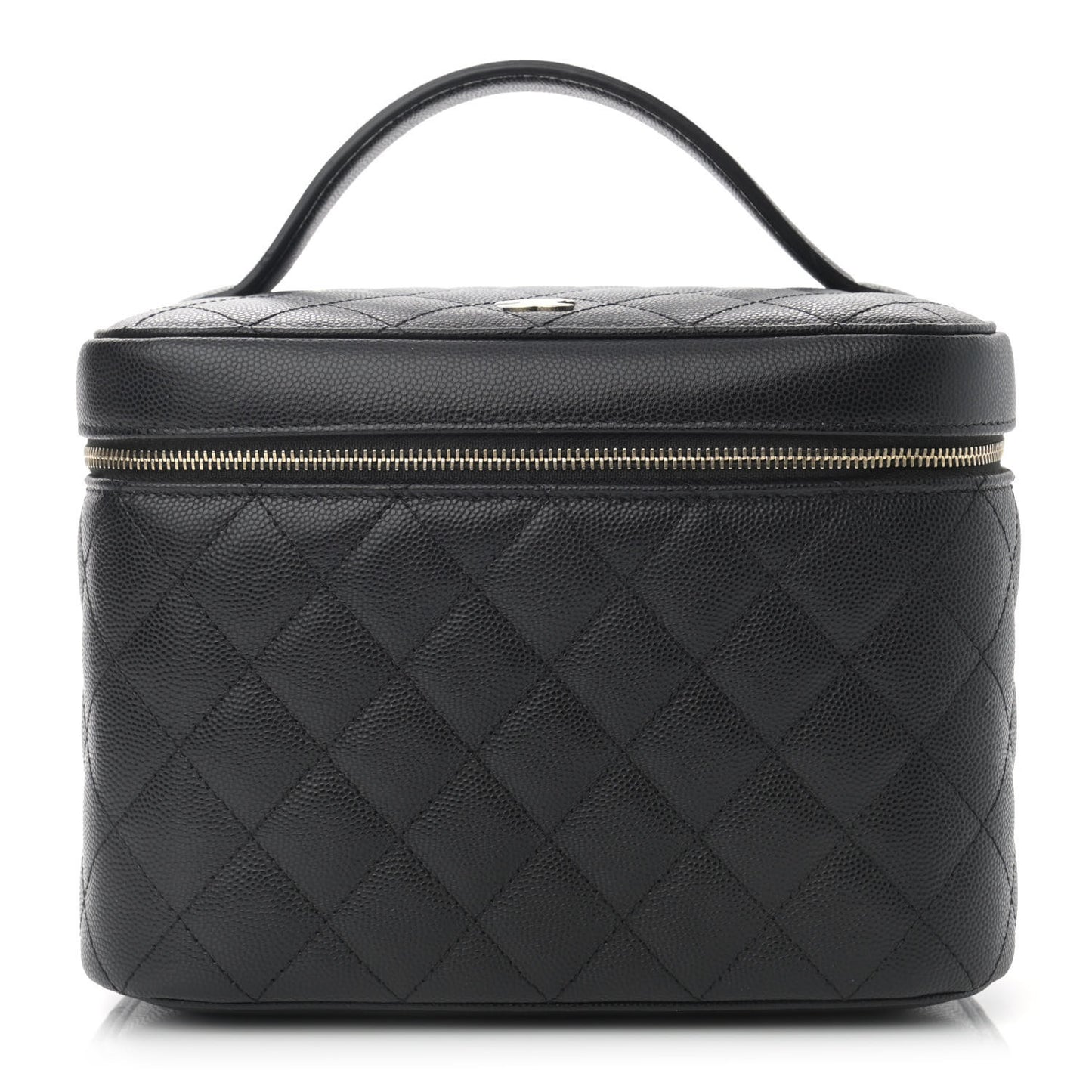 Caviar Quilted Large Vanity Pouch Black