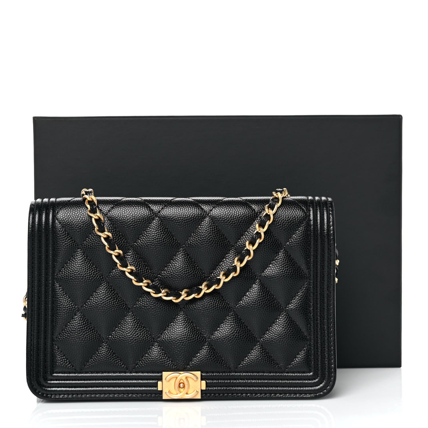 Chanel Caviar Quilted Boy Wallet On Chain WOC Black 11 of 11