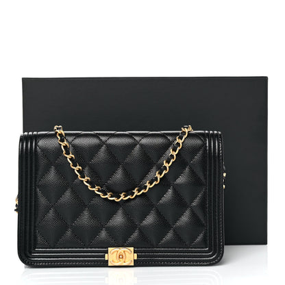 Chanel Caviar Quilted Boy Wallet On Chain WOC Black 11 of 11