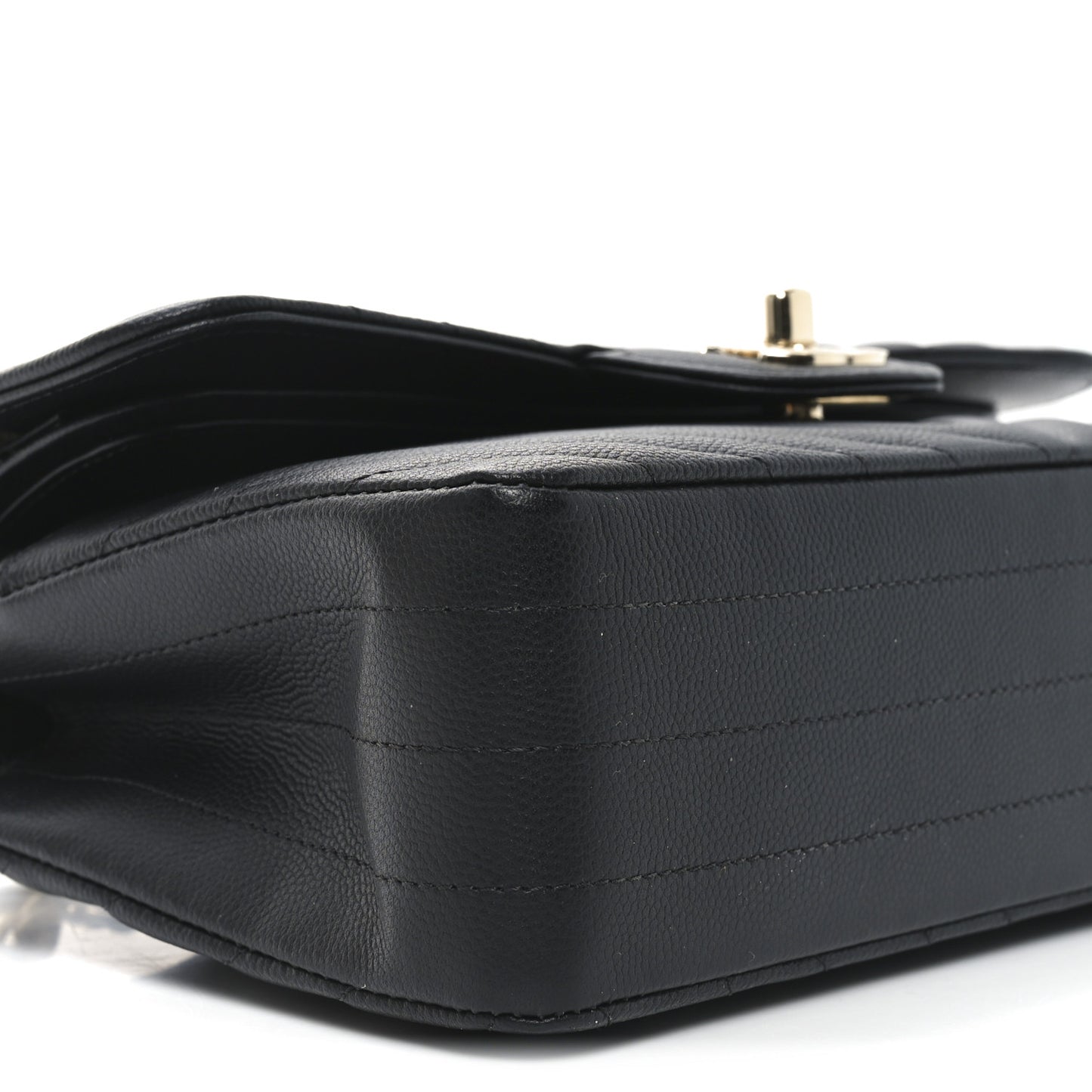 Caviar Chevron Quilted Small Double Flap Black