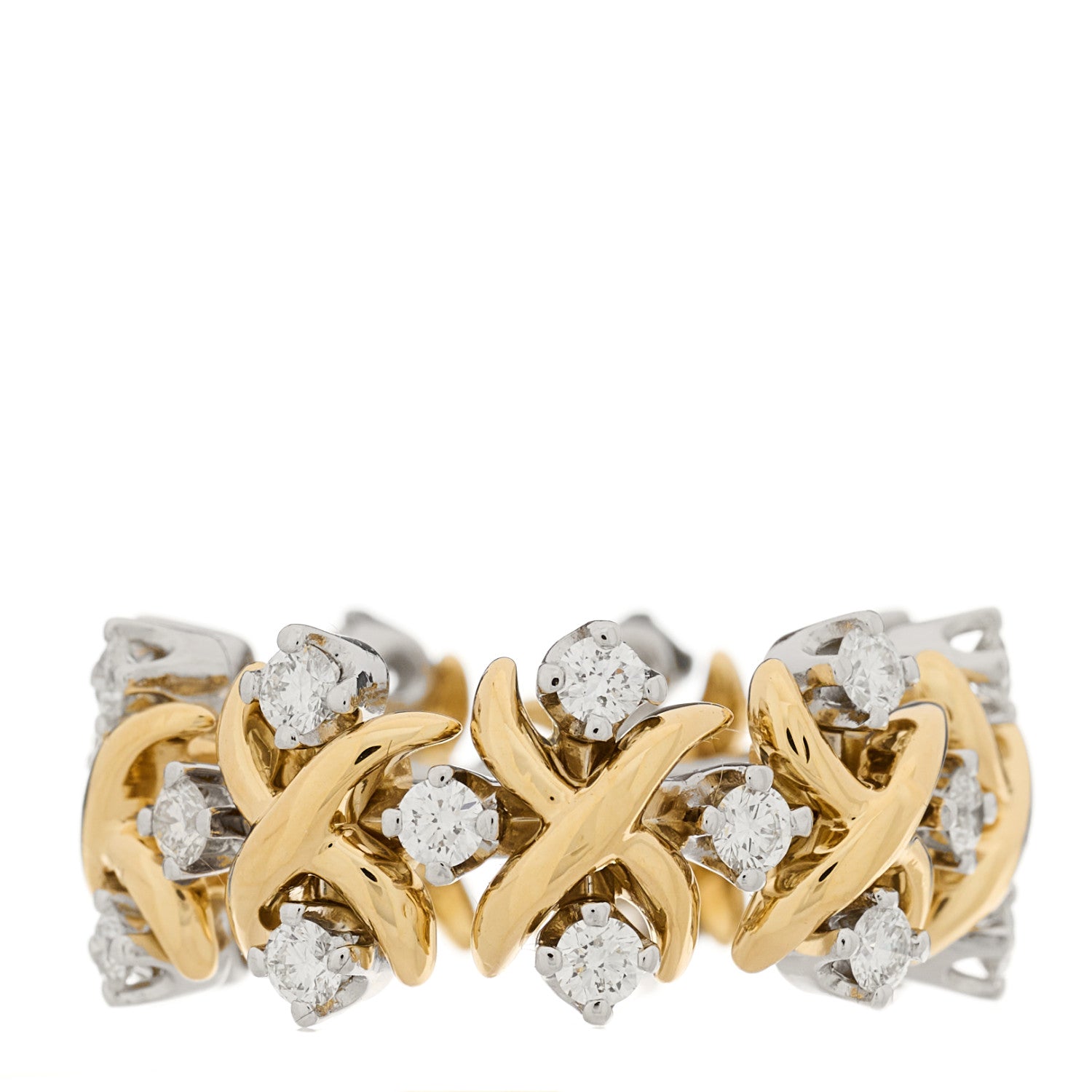 Tiffany Platinum 18K Yellow Gold Diamond Schlumberger Lynn Ring 49 5 3 of 8