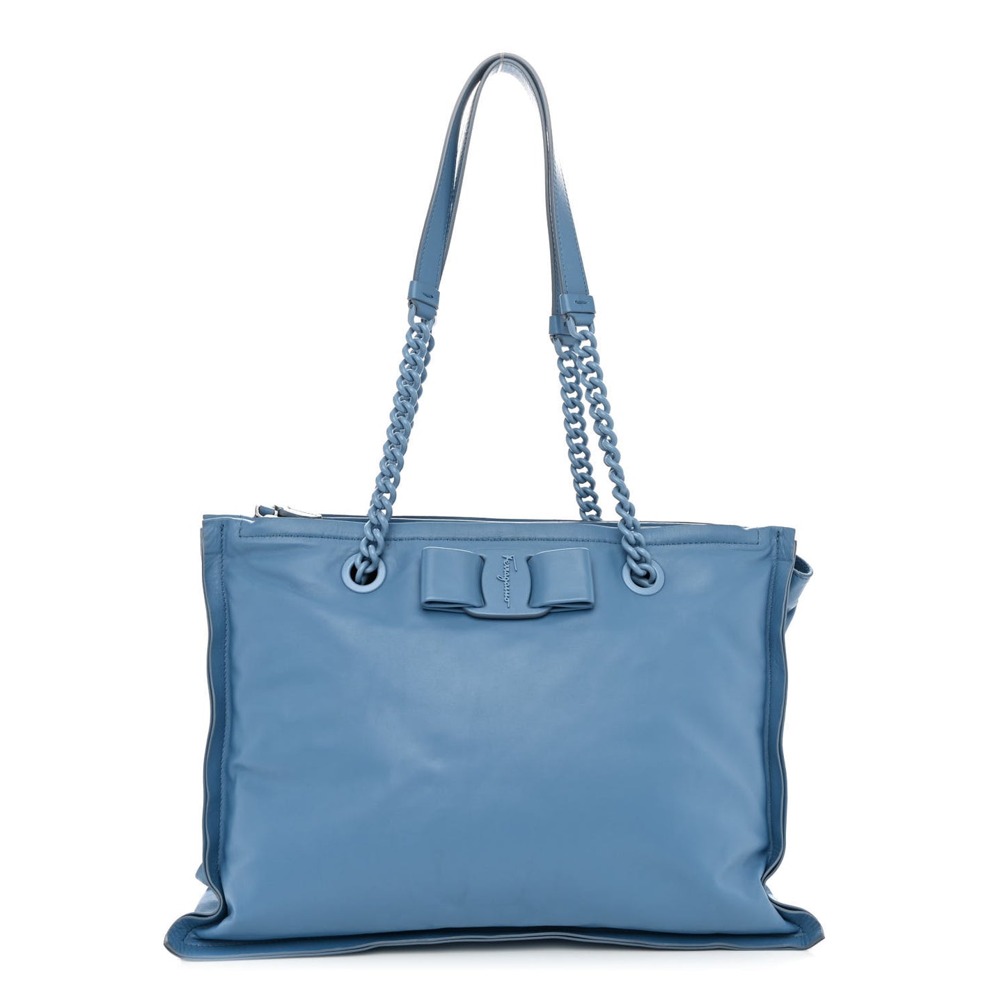 Calfskin Viva Bow Tote Nigella Blue