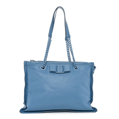 Salvatore Ferragamo Calfskin Viva Bow Tote Nigella Blue 1 of 11