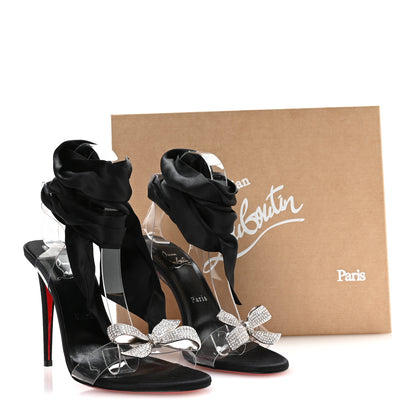 Christian Louboutin Satin Crystal PVC Astrinodo 100 Sandals 39.5 Black 8 of 8