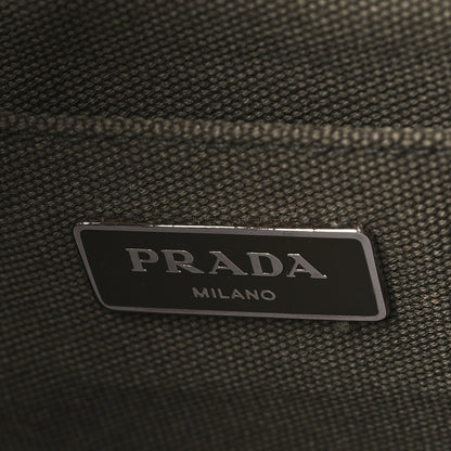 Prada Canvas Crystal Studded Canapa Tote Militare 6 of 9