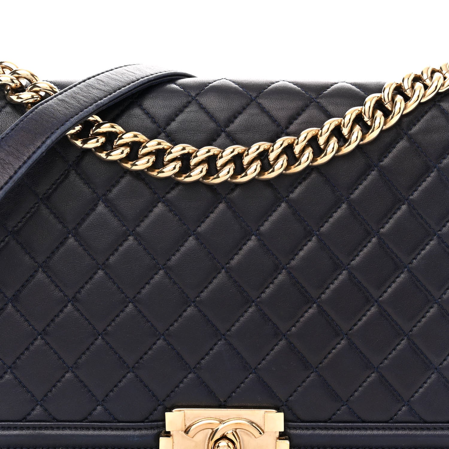 Chanel Lambskin Quilted New Medium Boy Flap Dark Blue 8 of 17