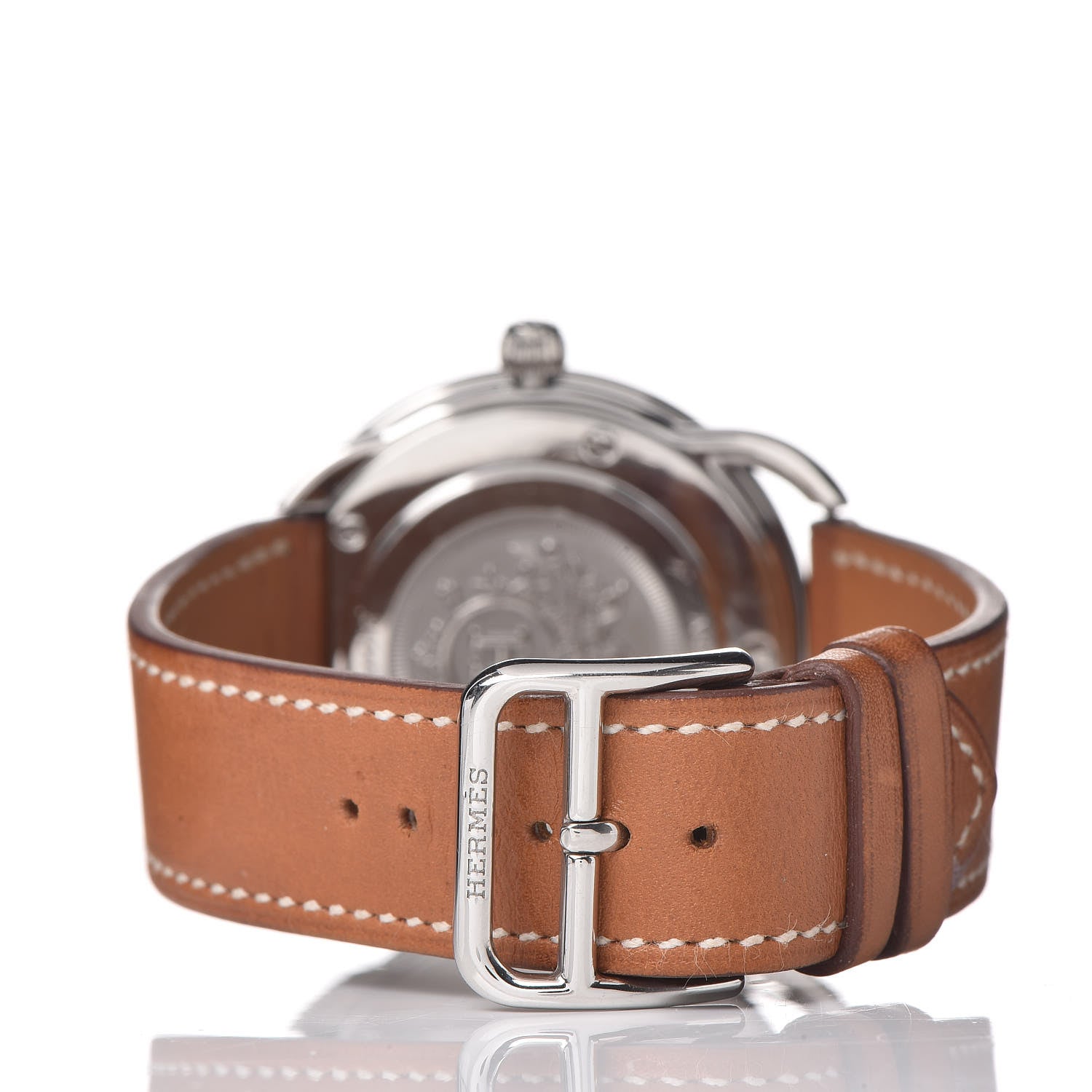 Hermes Stainless Steel Barenia 38mm Arceau Quartz Watch Fauve 4 of 13
