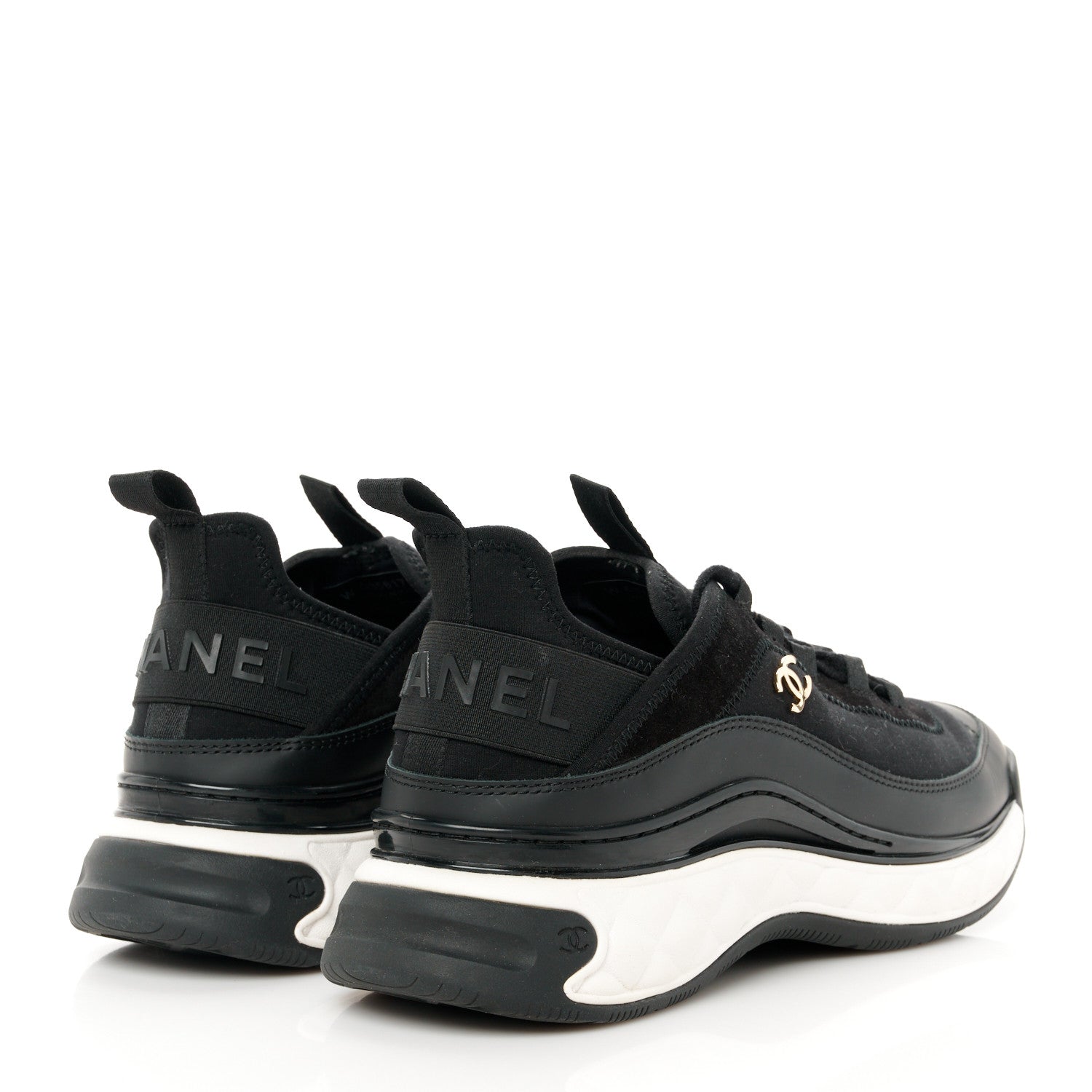 Chanel Velvet Calfskin Mixed Fibers CC Sneakers 41 Black 4 of 10