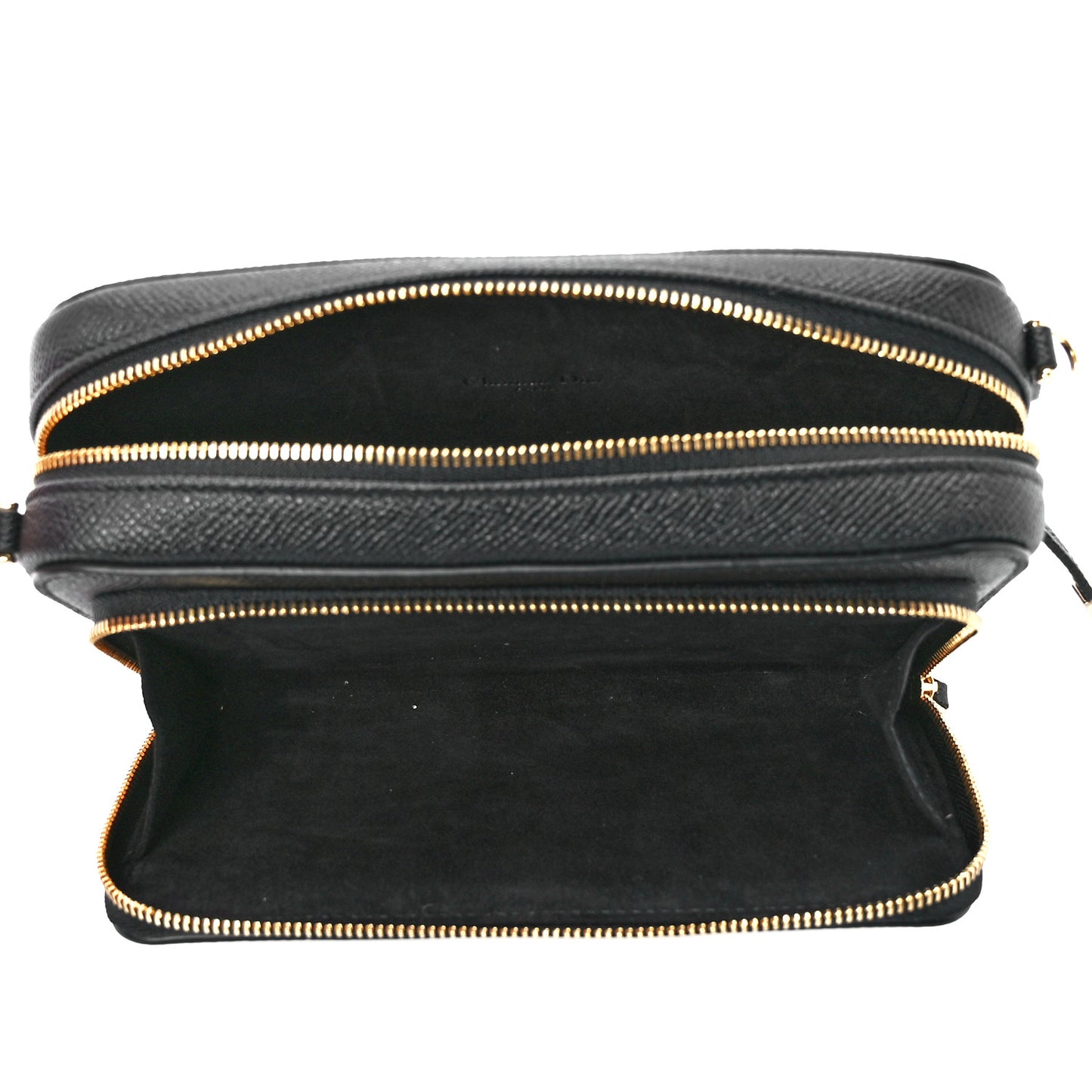 Grained Calfskin Caro Double Pouch Black