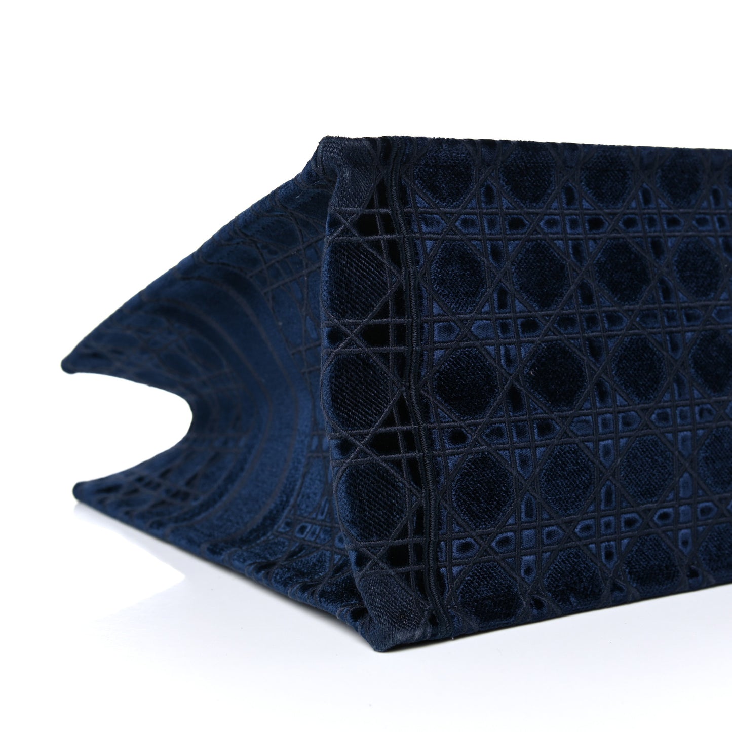 Velvet Cannage Large Book Tote Navy Blue