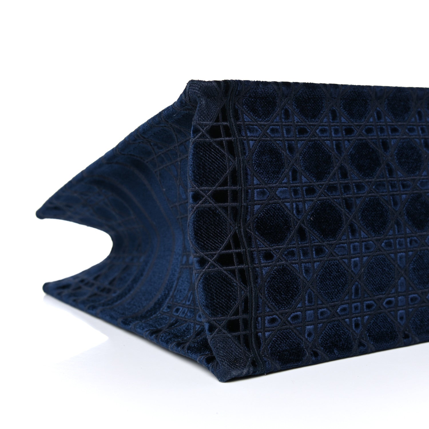 Christian Dior Velvet Cannage Large Book Tote Navy Blue 8 of 17