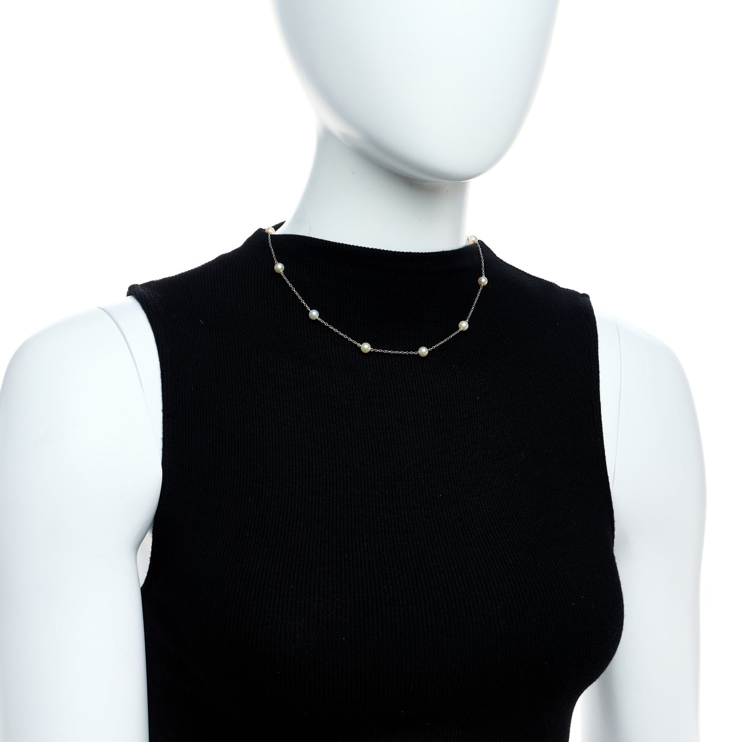 18K White Gold Akoya Pearl 5.5-6mm Station Necklace