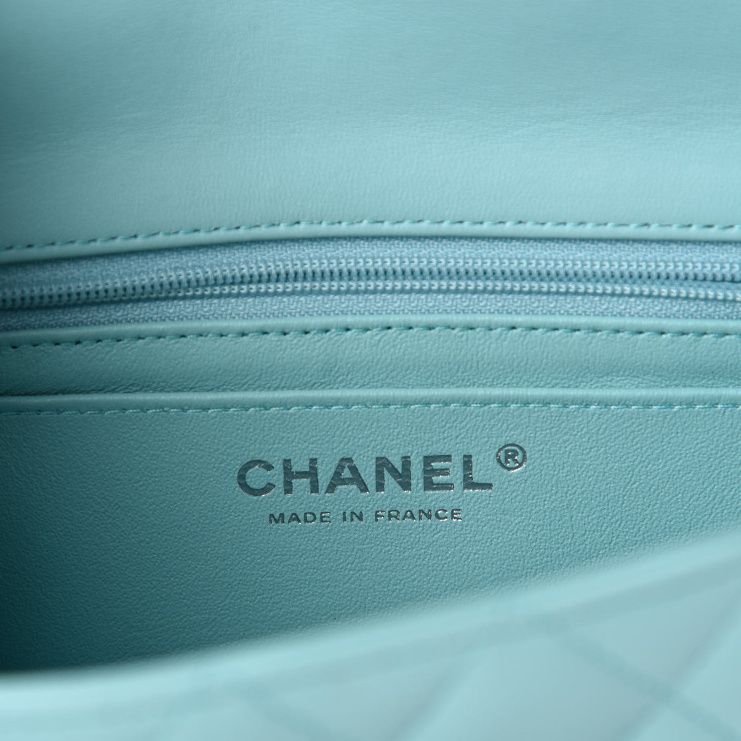 Lambskin Quilted Mini Rectangular Flap Light Blue