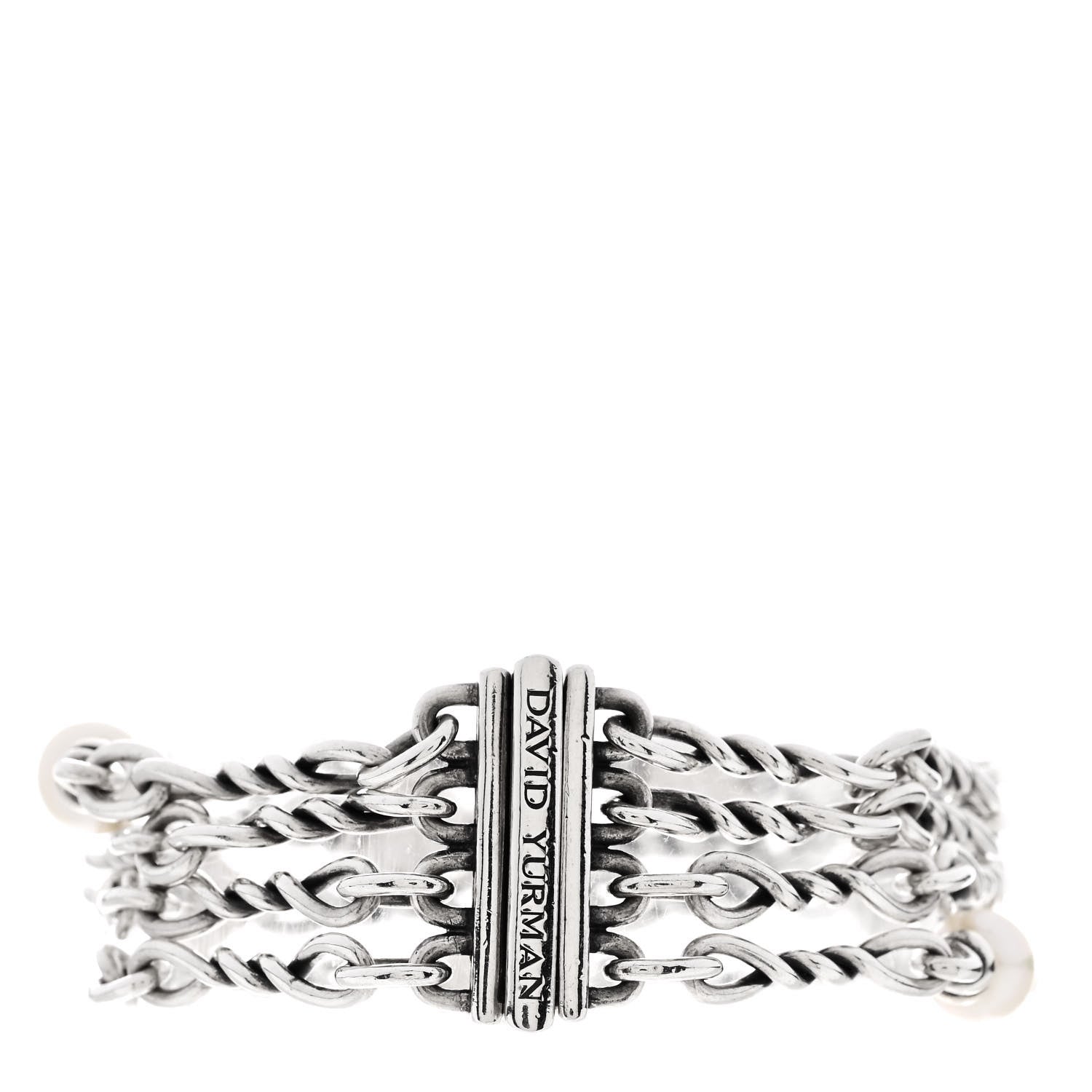 David Yurman Sterling Silver Pearl Continuance Four-Row Chain Bracelet 2 of 3