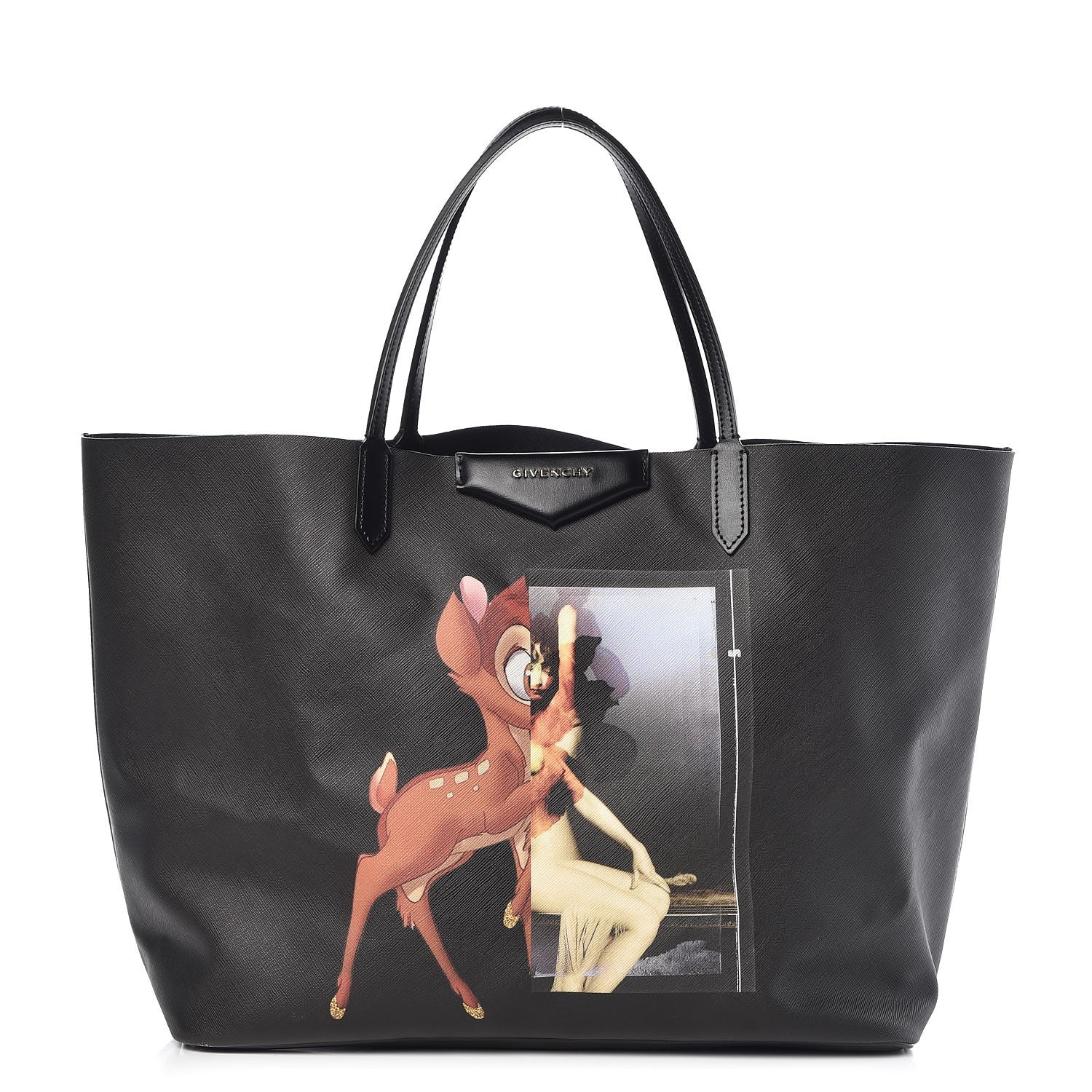 Givenchy Textured Coated Canvas Bambi Print Large Antigona Tote Black 1 of 8