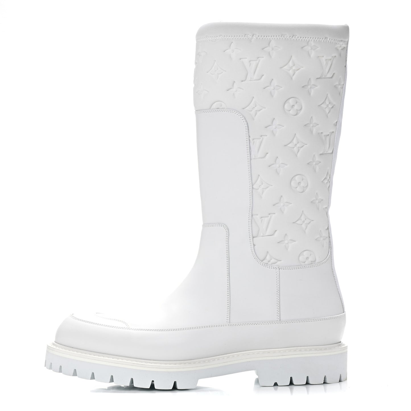 Calfskin Monogram Embossed Neoprene Mens Landscape Ankle Boots 9.5 White