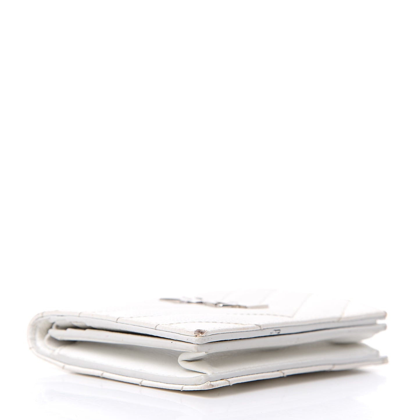 Grain De Poudre Matelasse Chevron Monogram Card Case White