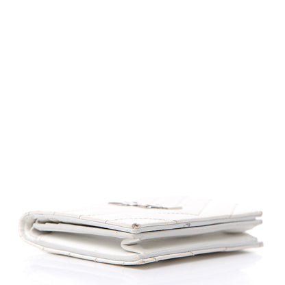 Saint Laurent Grain De Poudre Matelasse Chevron Monogram Card Case White 4 of 11