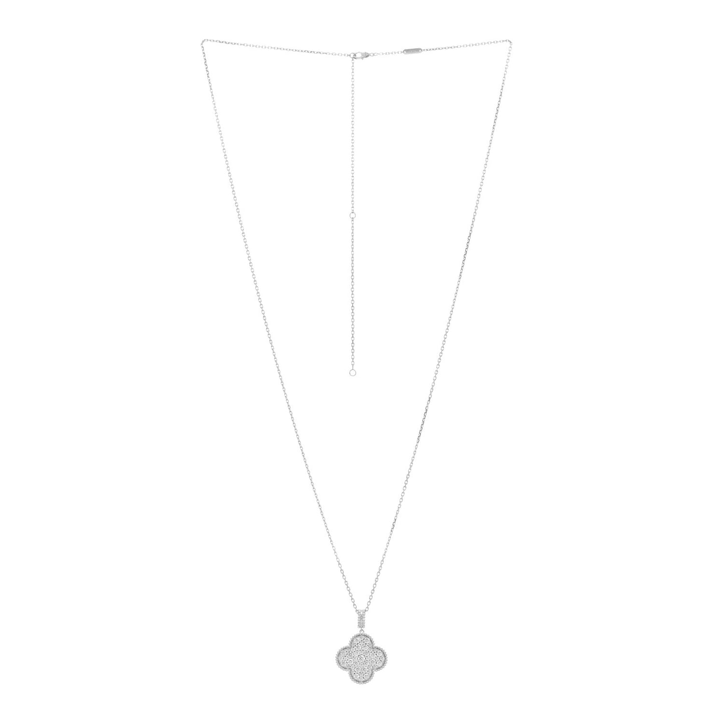 18K White Gold Diamond Magic Alhambra Long Necklace