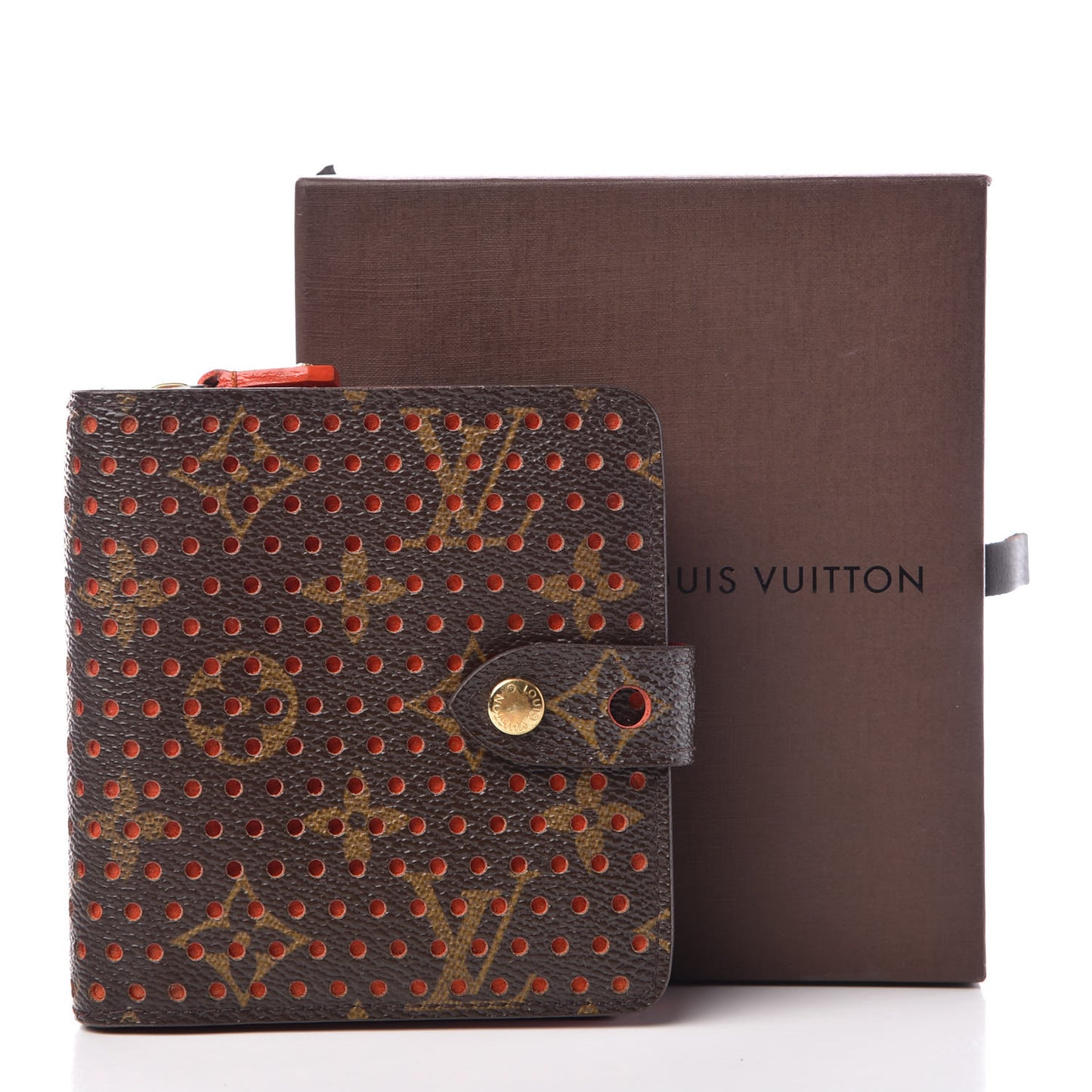 Monogram Perforated Compact Zipped Wallet Orange