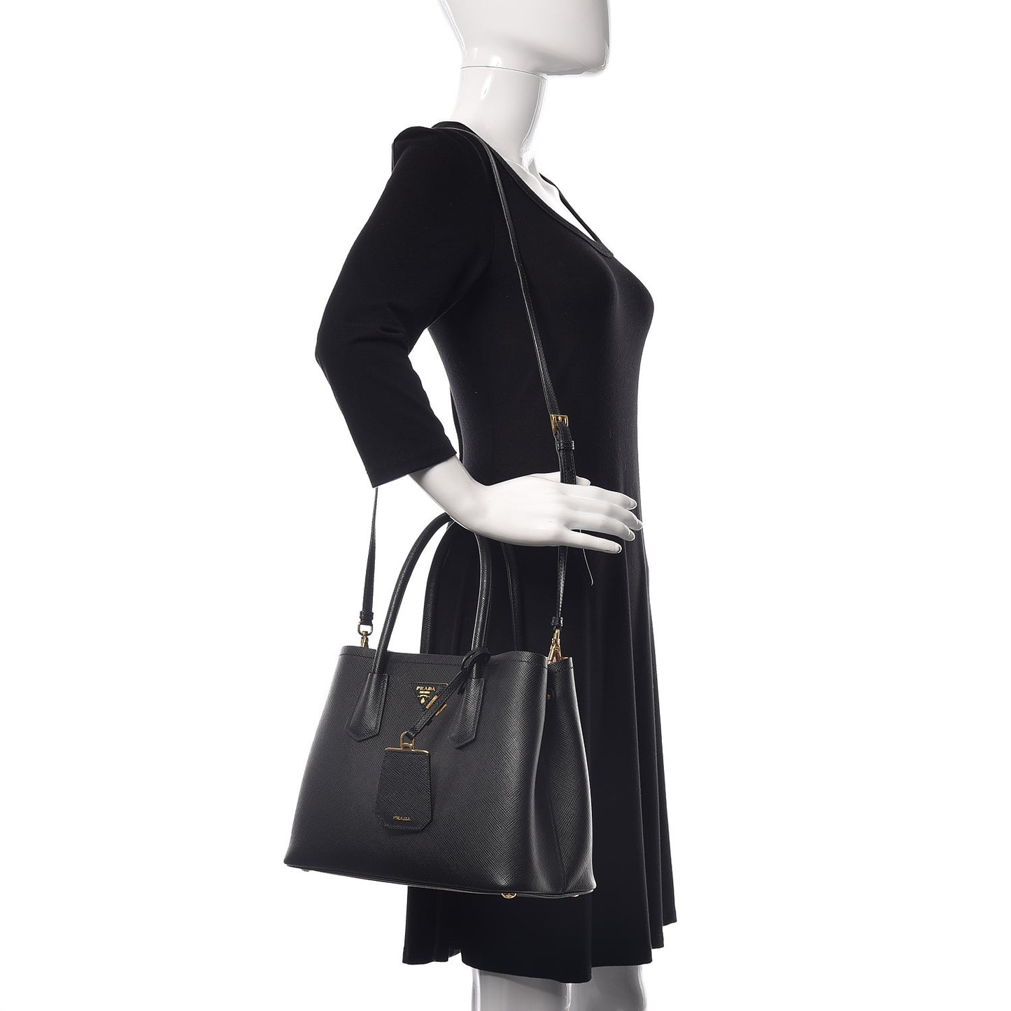 Saffiano Cuir Small Double Bag Black Mughetto