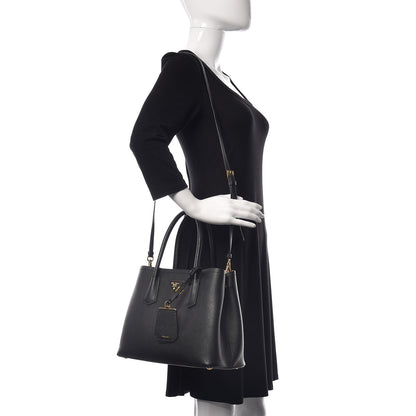 Prada Saffiano Cuir Small Double Bag Black Mughetto 3 of 9