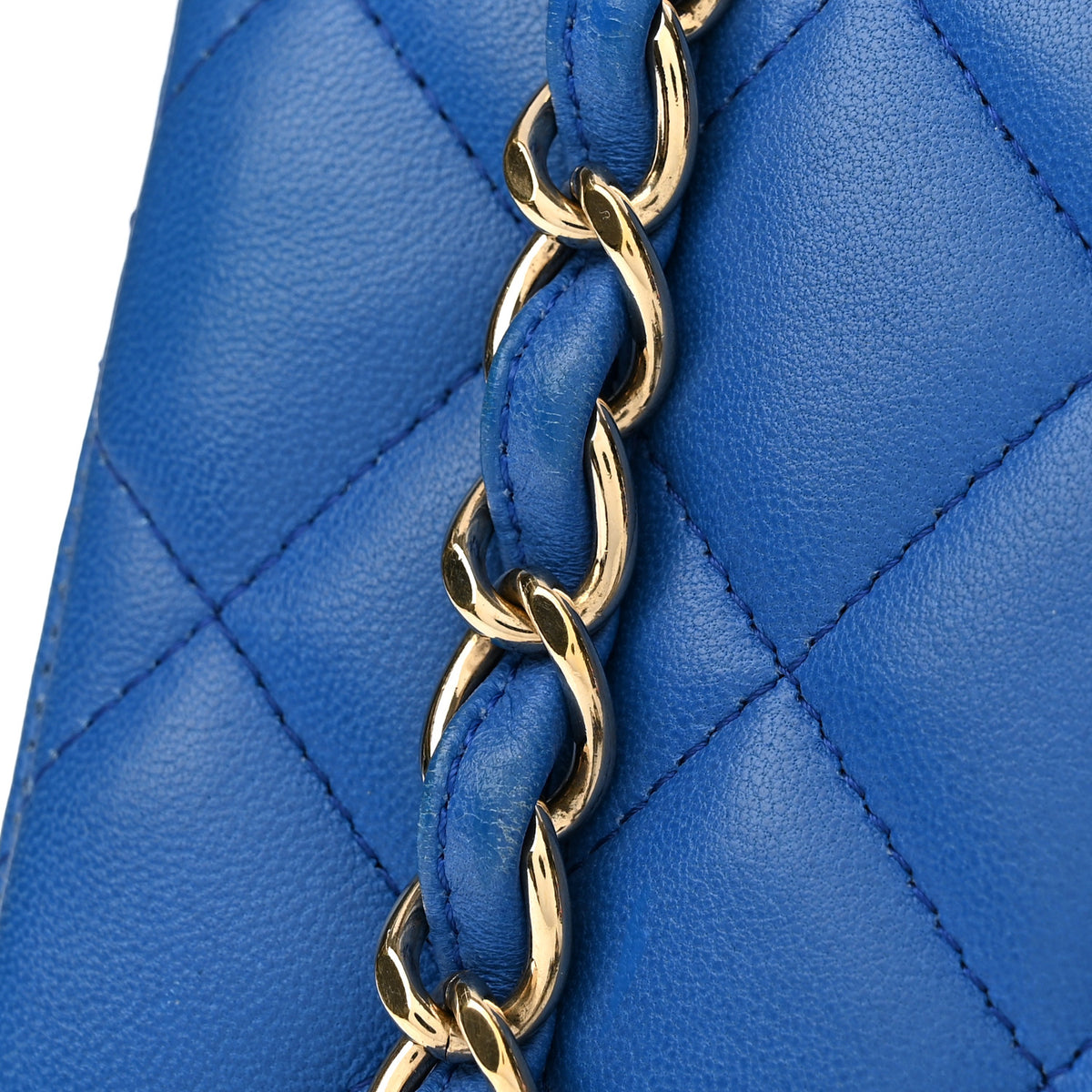 Chanel Lambskin Quilted Jumbo Double Flap Blue 13 of 14