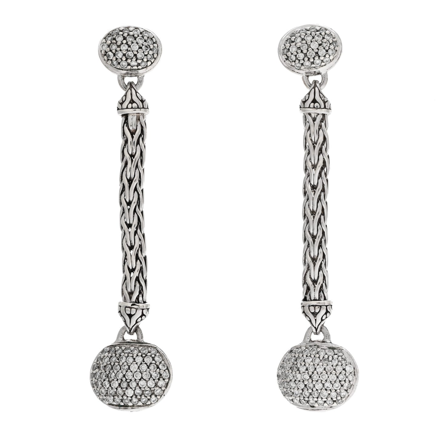 Sterling Silver 18K Yellow Gold Diamond Classic Chain Drop Earrings