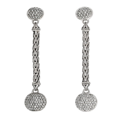 John Hardy Sterling Silver 18K Yellow Gold Diamond Classic Chain Drop Earrings 1 of 4