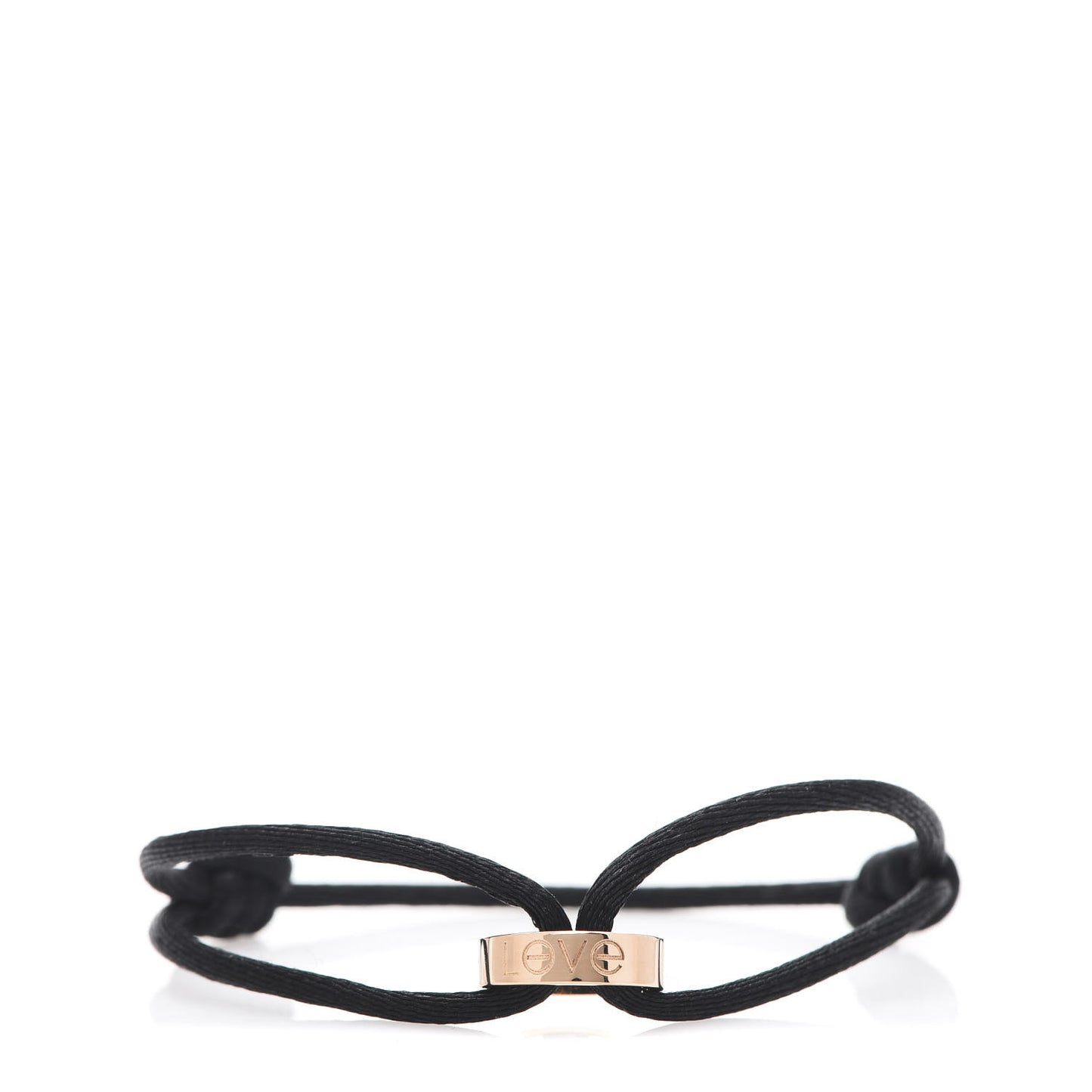 18K Pink Gold Charity LOVE Adjustable Cord Bracelet Black