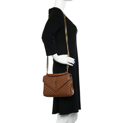 Saint Laurent Sheepskin Matelasse Chevron Monogram Medium College Bag Brick 2 of 10