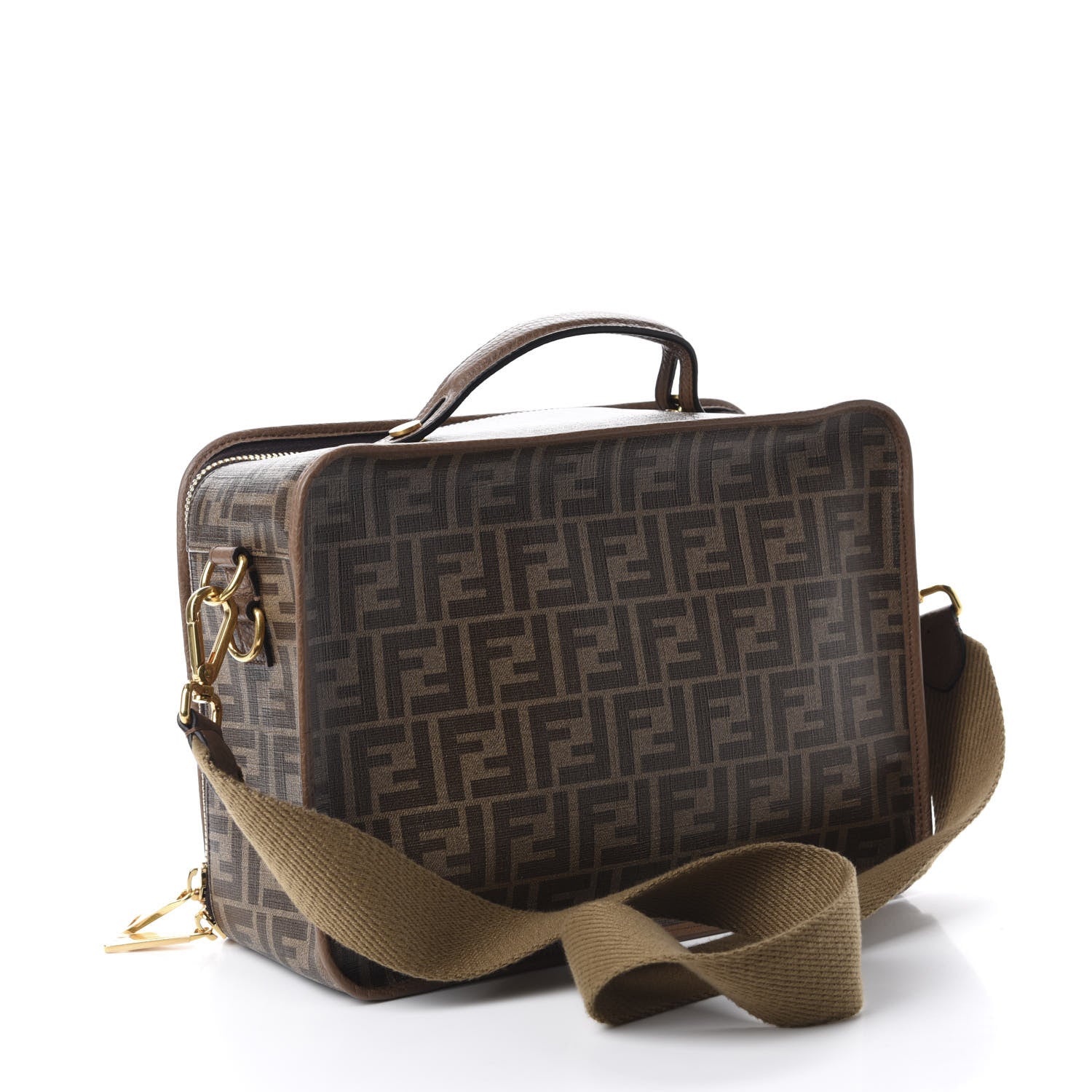 Fendi Glazed Fabric FF 1974 Karligraphy Small Travel Bag Mogano Panna 4 of 11