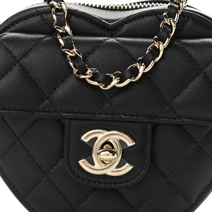 Chanel Lambskin Quilted CC In Love Heart Clutch With Chain Black 8 of 11