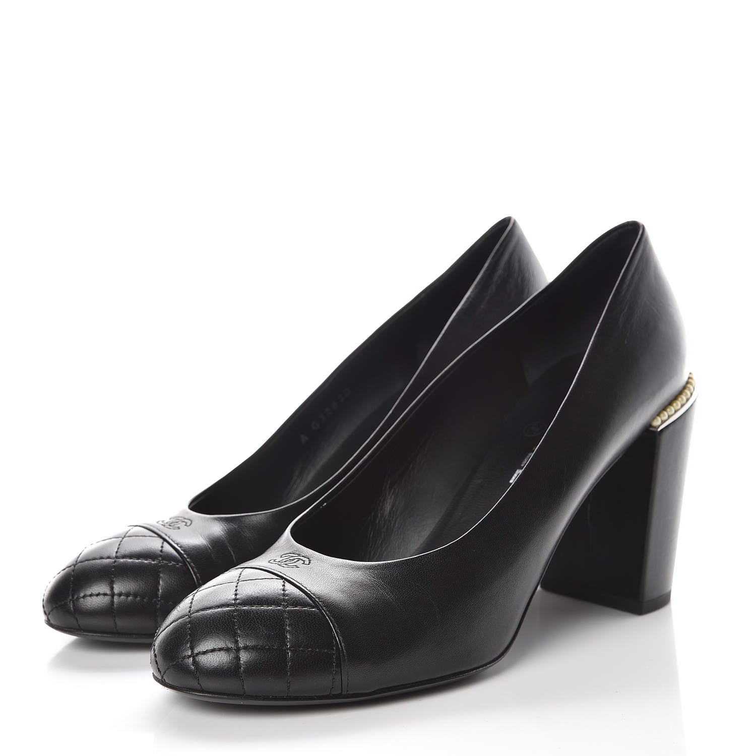 Chanel Lambskin Pearl Cap Toe Pumps 40 Black 3 of 15