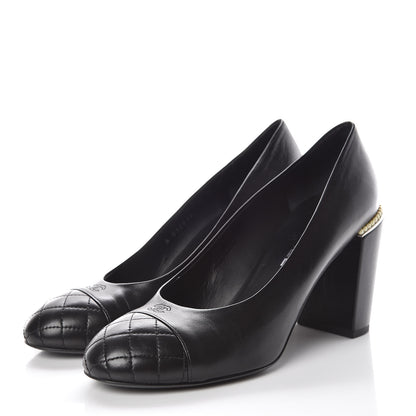 Chanel Lambskin Pearl Cap Toe Pumps 40 Black 3 of 15