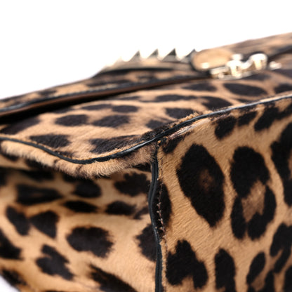 Valentino Garavani Calf Hair Leopard Print Large Glam Lock Rockstud Flap 6 of 13