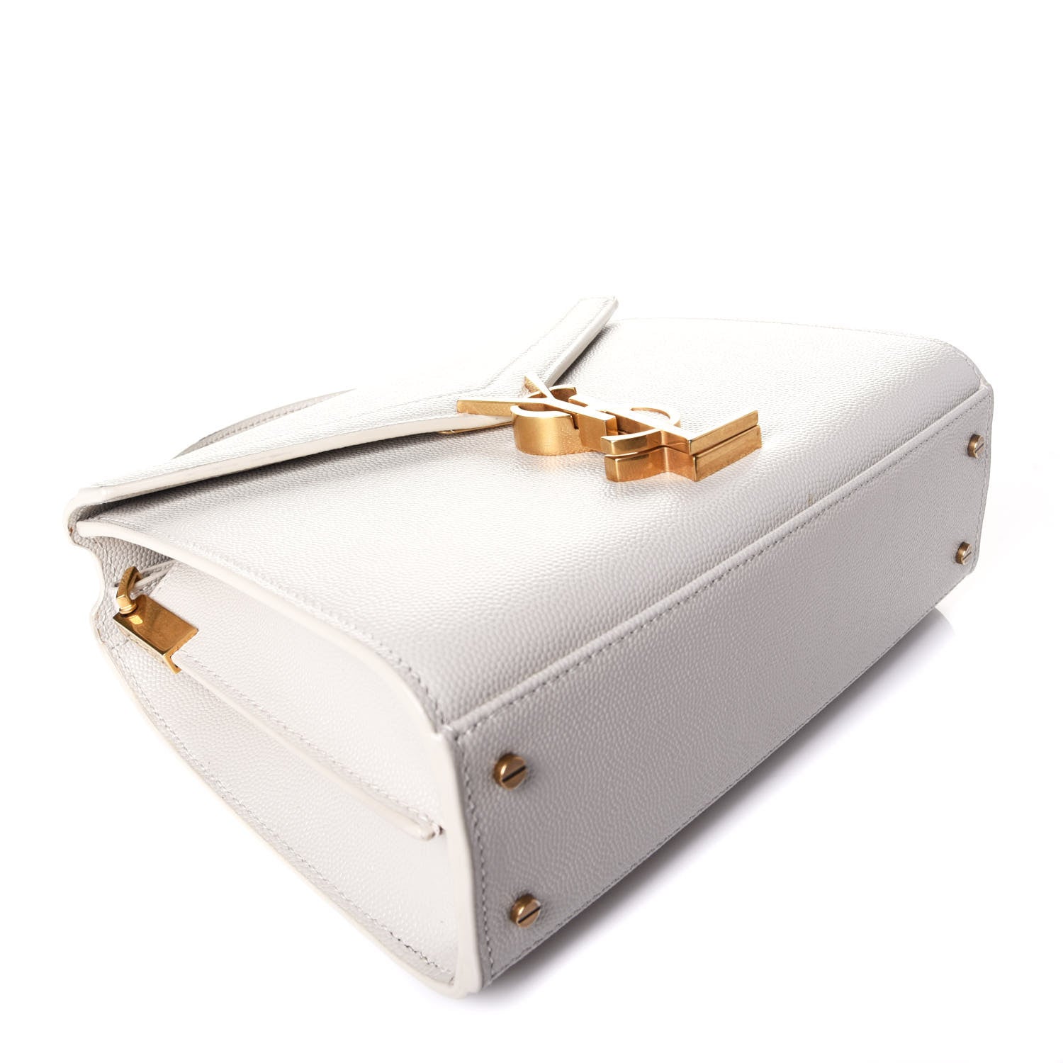 Saint Laurent Grain de Poudre Mini Classic Monogram Cassandra Top Handle Crema Soft Rouge Legion 4 of 8