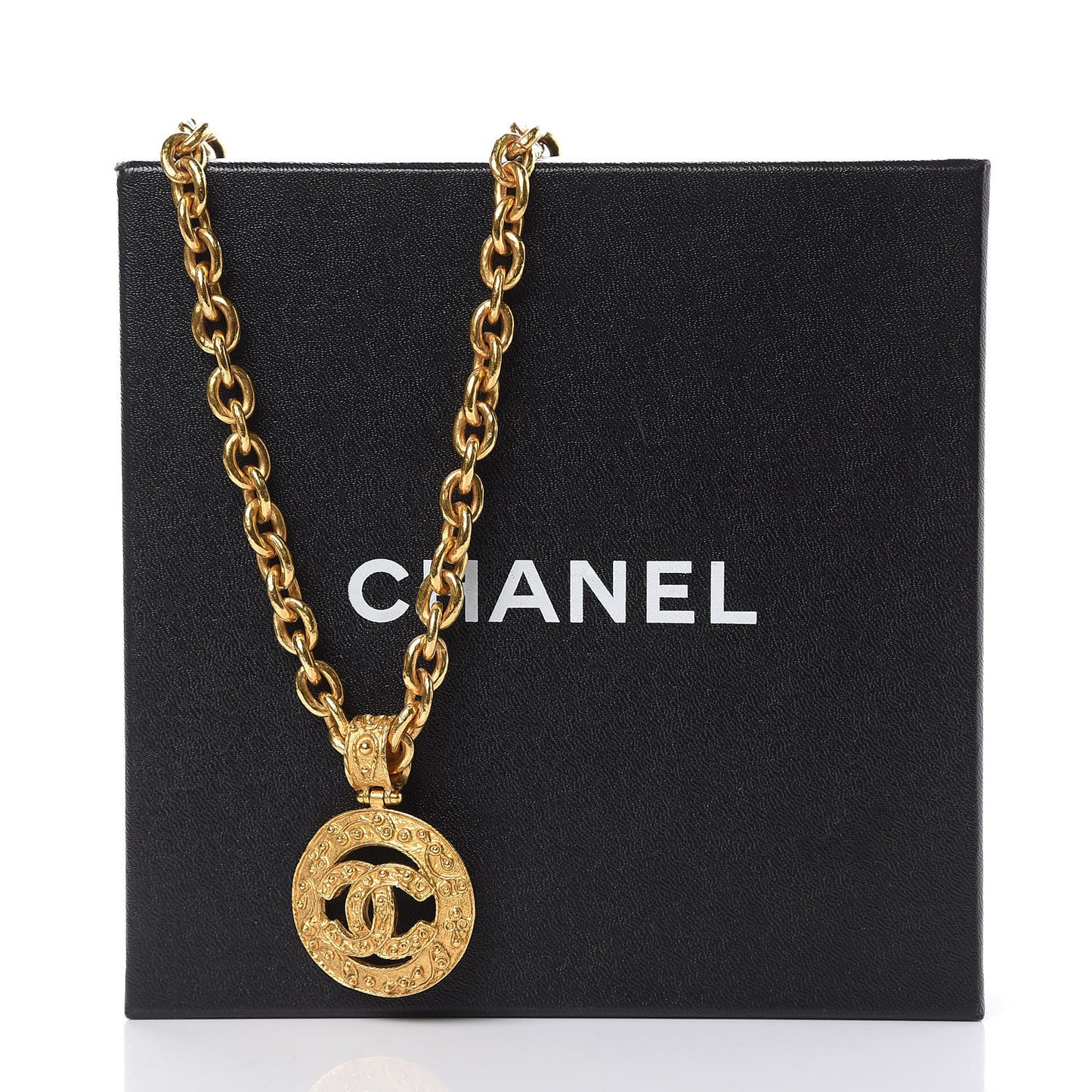 CC Chain Pendant Long Necklace Gold