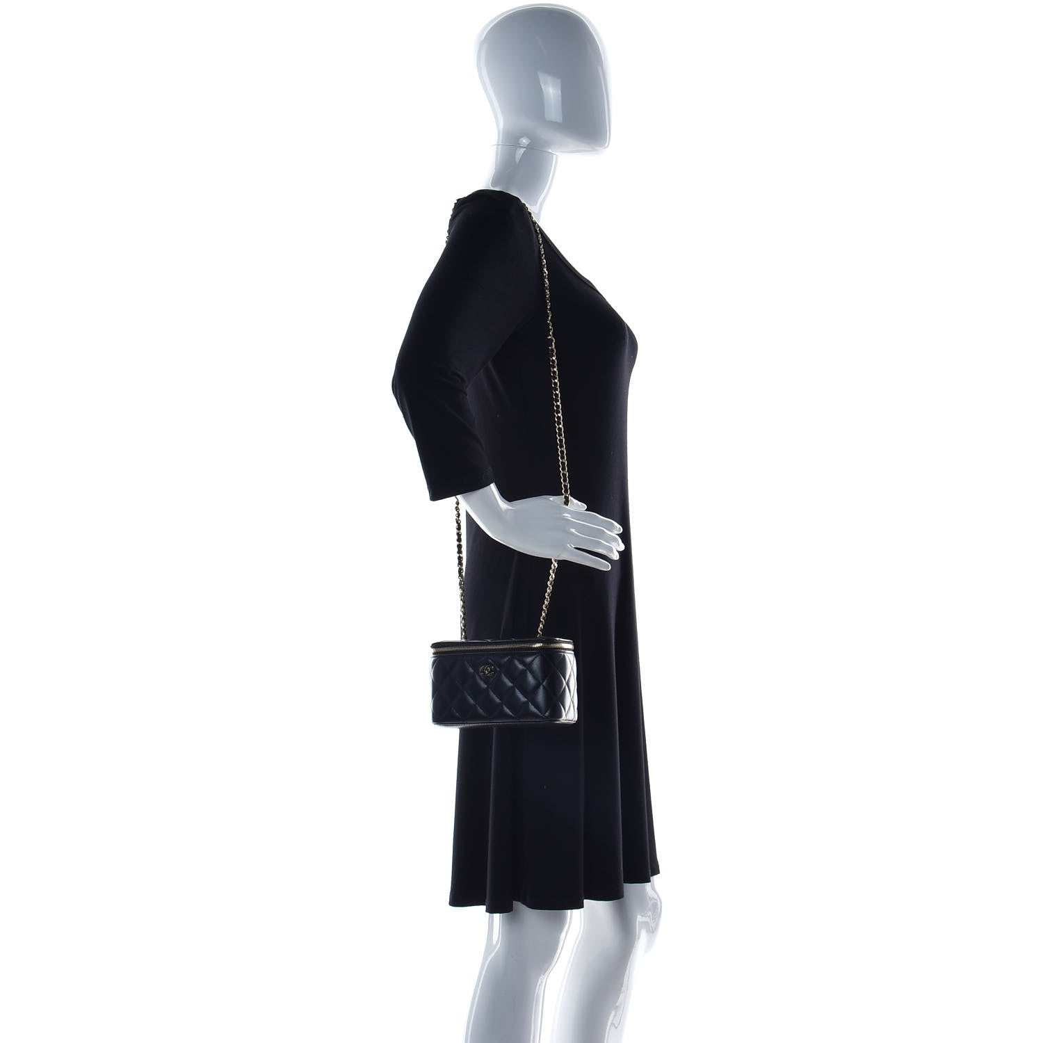 Chanel Lambskin Quilted Small Vanity Case With Chain Black 2 of 11