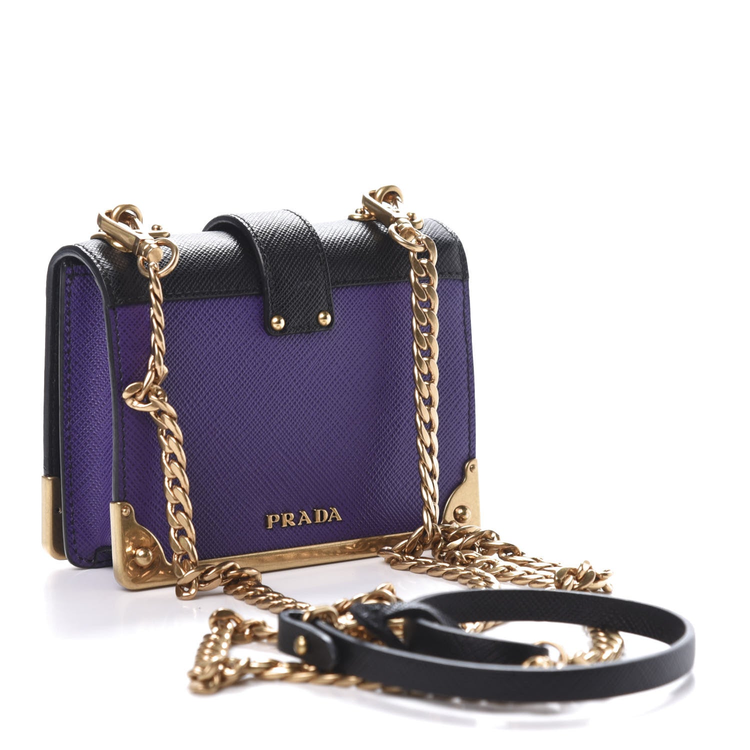 Prada Saffiano Astrology Mini Cahier Bag Viola Black 3 of 12