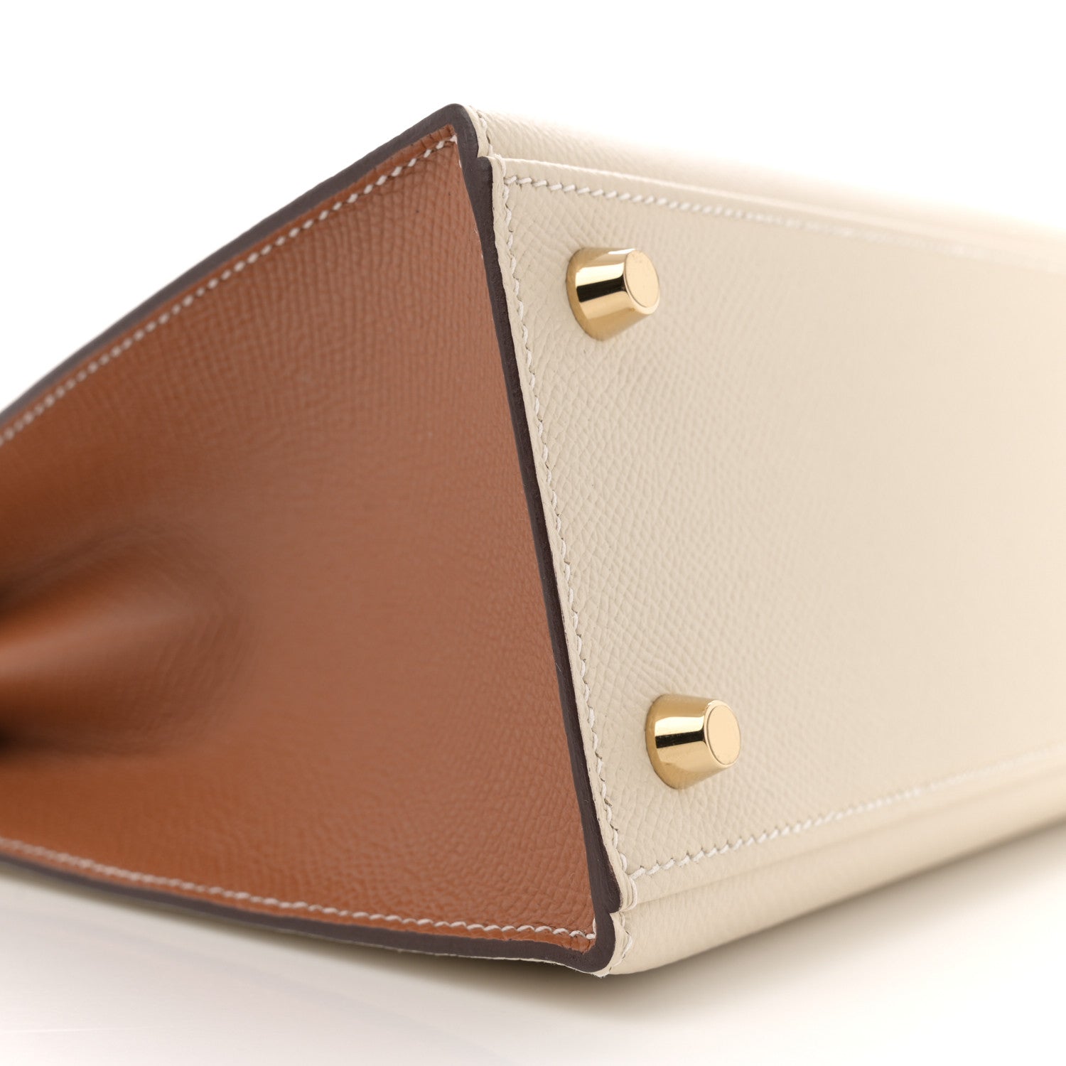 Hermes Epsom Bi-Color Horseshoe Kelly Sellier 25 Craie Gold 9 of 10