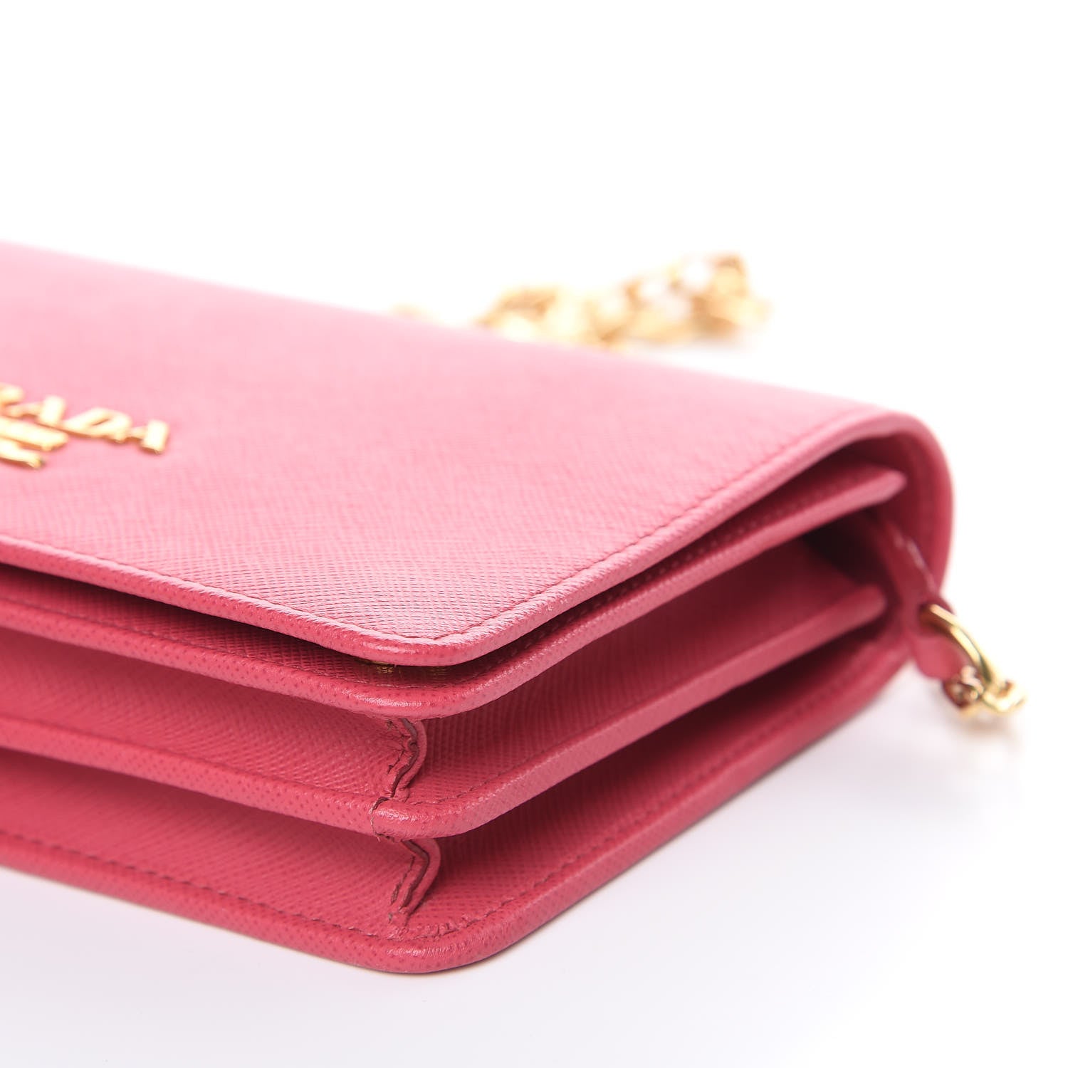 Prada Saffiano Lux Chain Wallet Peonia 9 of 10