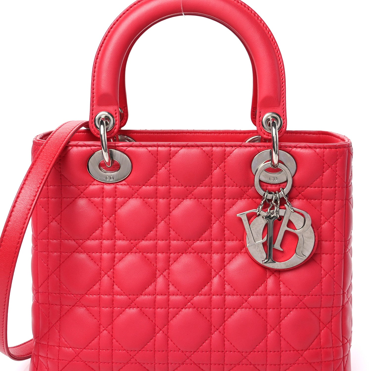 Christian Dior Lambskin Cannage Medium Lady Dior Red 8 of 12