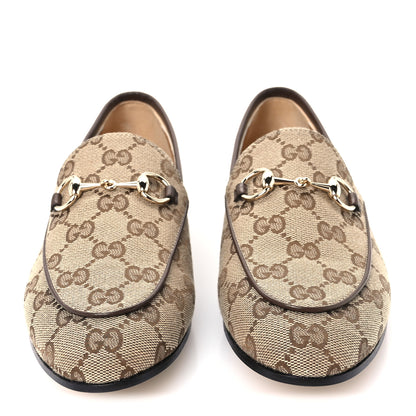 Gucci Canvas GG Monogram Horsebit Womens Jordaan Loafers 37 Beige Ebony New Acero 3 of 10